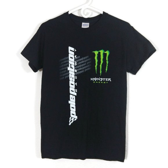 Monster Energy Drink Pole Position Raceway Short Sleeve T-Shirt Black Size S - Picture 1 of 8